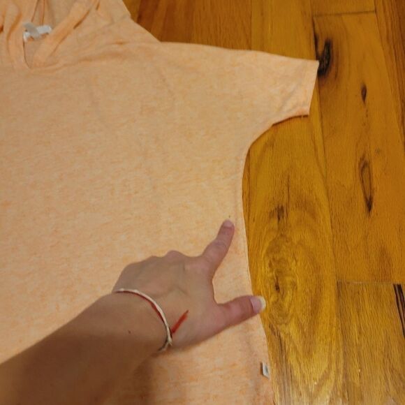 Victoria's Secret Flax Blend Peach/Pink Short Sleeve Hooded T-shirt M - Picture 10 of 10